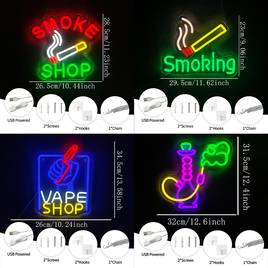 Smoking Neon Sign For Wall Dec - Vaping Shop 评论和价格