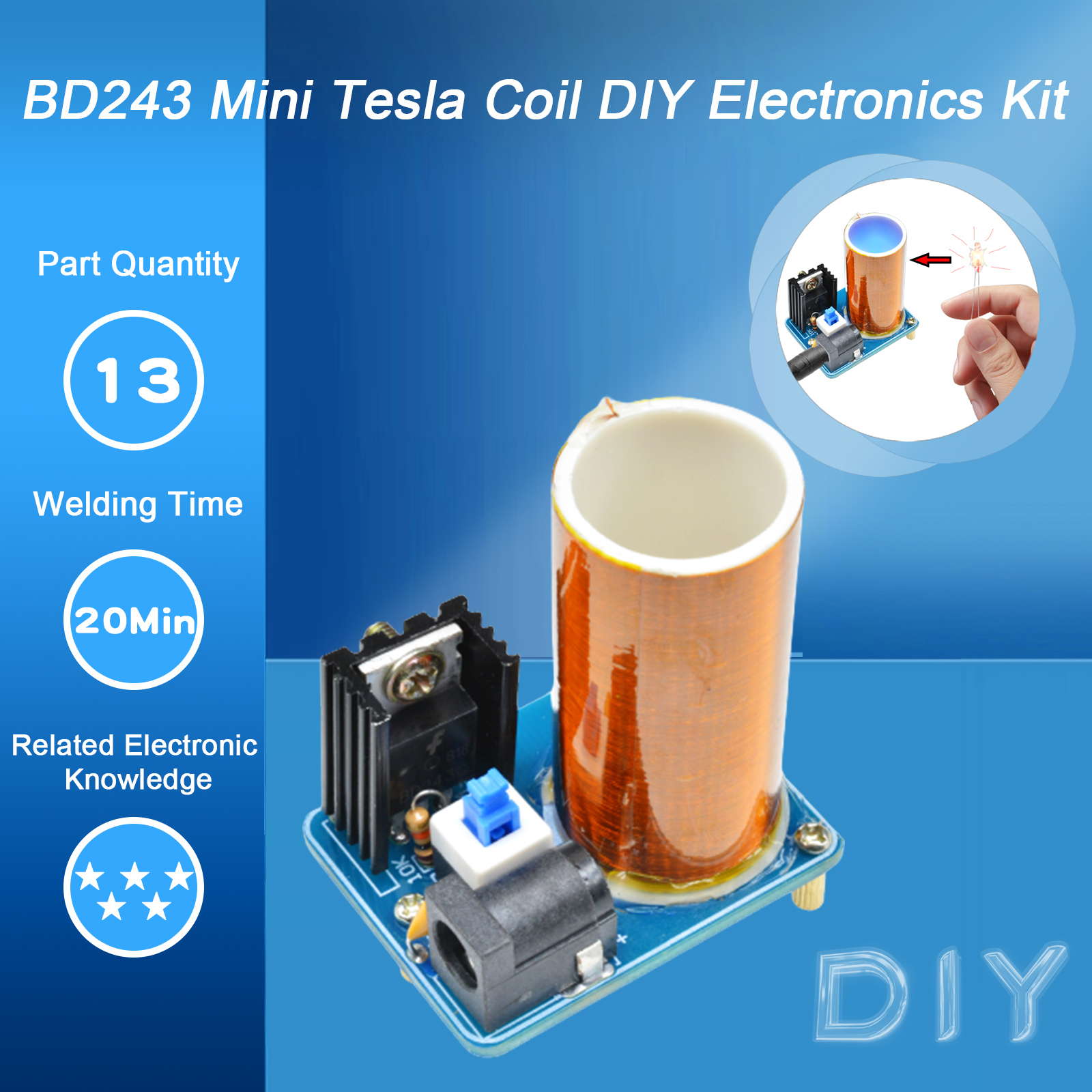 BD243 Mini Tesla Coil Kit Magi - Coil Building Kit 评论和价格